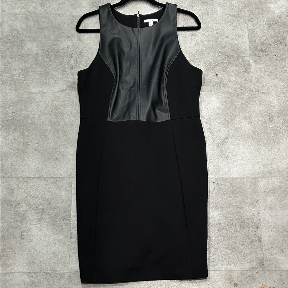 Bar III Black Midi Dress with Faux Leather Accent
